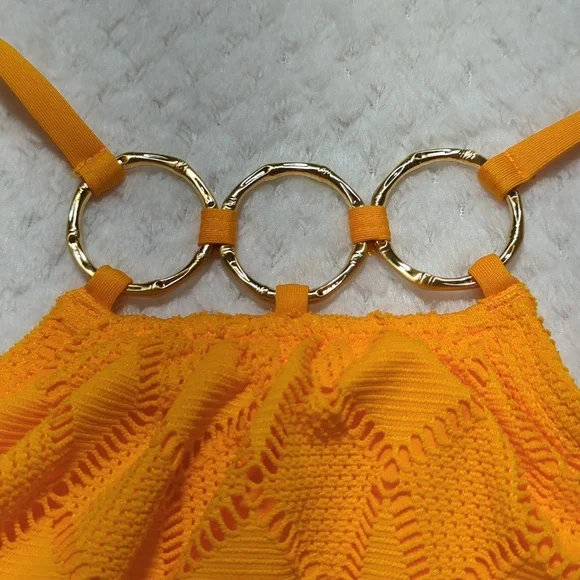 Vince Camuto Crochet High Neck Ring Bikini Top - Picture 3 of 6